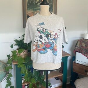 Vintage 90s Disney Mickey Unlimited Jerry Leigh Crop Top Lrg Pluto Donald Goofy